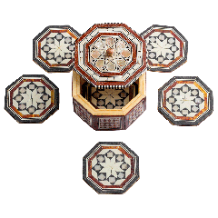 Octagonal Tea Coaster Box Embellished with Seashells