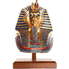 The Golden Mask of King Tutankhamun with a Wooden Base